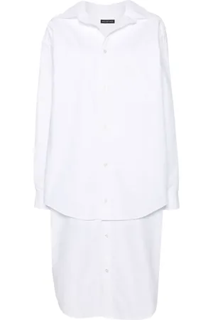 Balenciaga Embroidered-logo layered shirt dress