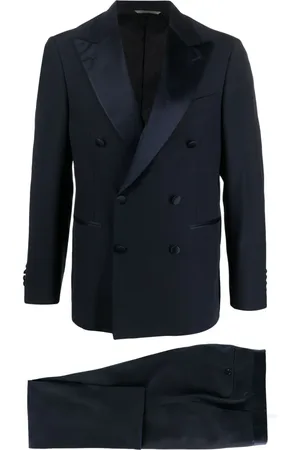 CANALI Satin-trim double-breasted suit