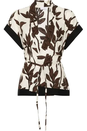 Brunello Cucinelli Leaf-print cotton blouse
