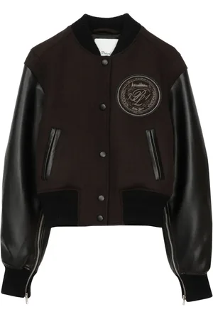 3.1 Phillip Lim Logo-patch knitted bomber jacket