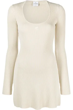 Courrèges Logo-embroidered rib knit dress