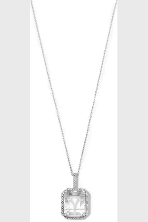 Mateo 14kt white gold Y initial diamond pave quartz pendant necklace