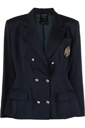 Jean Paul Gaultier 1980s emblem-patch double-breasted jacket