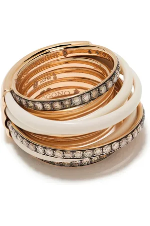 De Grisogono 18kt rose gold layered enamel and diamond ring