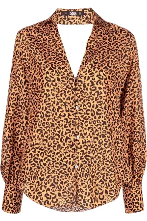 Karl Lagerfeld Leopard-print backless silk blouse