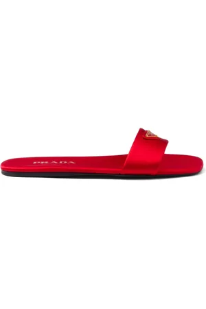 Prada Triangle-logo satin slides