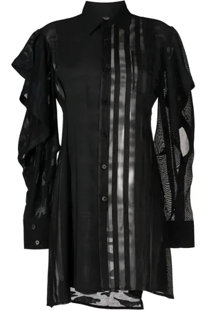 Feng Chen Wang Patchwork mesh shirt dress