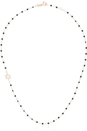 GIGI CLOZEAU 18kt rose gold diamond star beaded necklace
