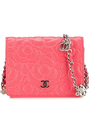 CHANEL 2020 Camellia Caviar CC Wallet On Chain crossbody bag