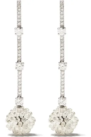 David Morris 18kt white gold diamond Briolette pendant earrings