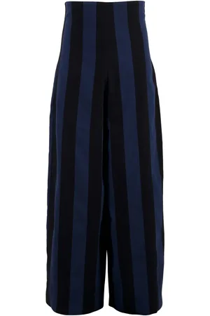 Marrakshi Life High-waisted striped cotton trousers