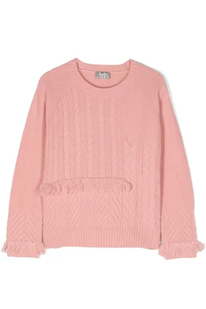 Il gufo Frayed-detailing cable-knit jumper