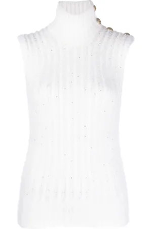 Balmain Sequin-embellished knitted top