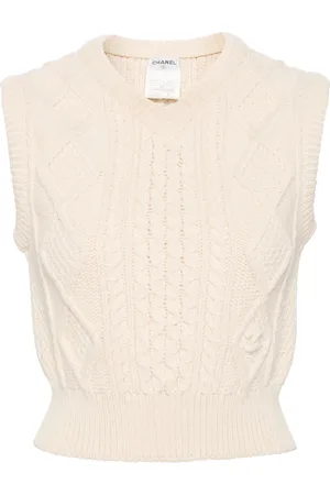 CHANEL 1996 cable-knit wool vest