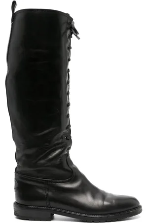 CHANEL 2000s lace-up knee-high boots