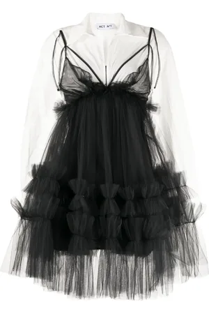 ACT N°1 Layered ruffled shirt dress
