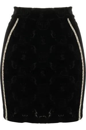 Philipp Plein Monogram print fitted skirt