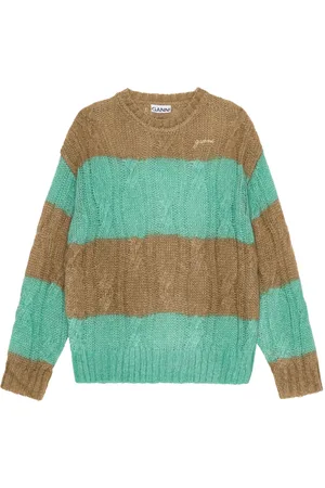 Ganni Striped cable-knit jumper