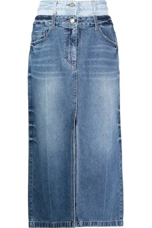 JUUN.J Double-waistband denim maxi skirt