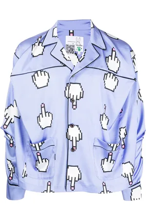 Natasha Zinko Pixel middle-finger print shirt