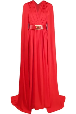 Elie saab Belted cape-effect silk gown