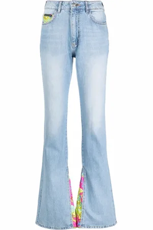 Philipp Plein Floral insert flared jeans