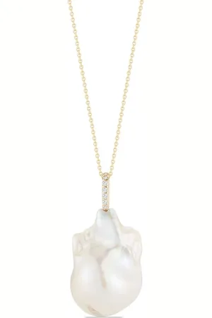 Mateo 14kt yellow- baroque pearl and diamond necklace