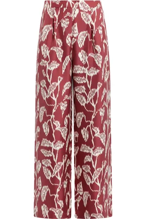 ASCENO Floral-print flared trousers