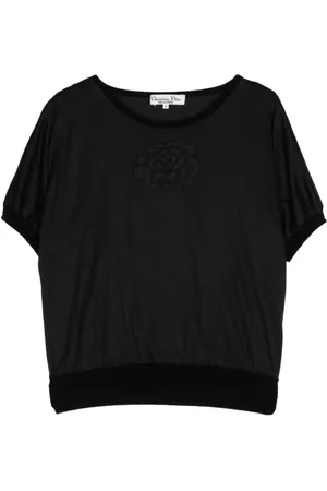 Dior Floral-embroidered cotton T-shirt