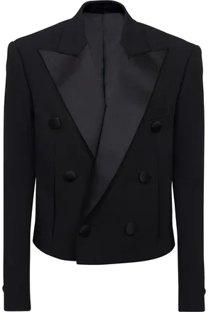 Balmain Satin-lapel crepe blazer