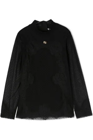 Dolce & Gabbana Logo-lettering lace-detailing blouse