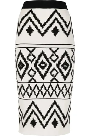 Elisabetta Franchi Rhombus-print fitted skirt