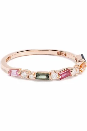 Suzanne Kalan 18kt rose gold Rainbow sapphire and diamond ring