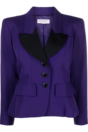 Saint Laurent Contrast-lapel single-breasted jacket