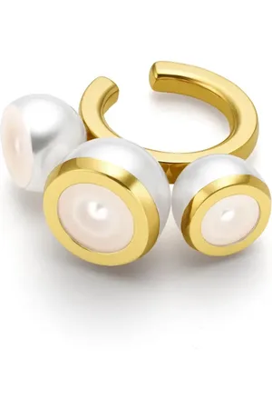 Tasaki 18kt yellow M/G Sliced Bezel pearl ear cuff