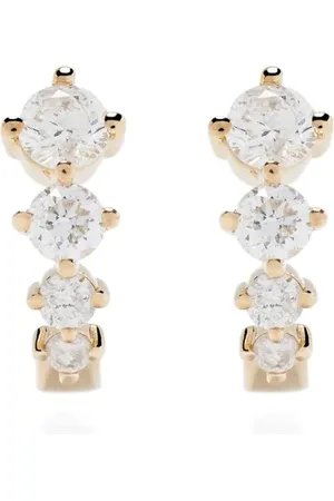 Adina Reyter 14kt yellow J-shaped diamond hoop earrings