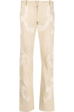 Dolce & Gabbana 1990s crochet-detailing suede trousers
