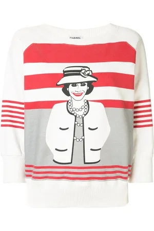 CHANEL 2001 Mademoiselle print striped sweatshirt