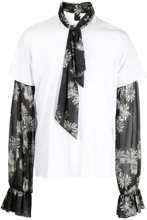 Natasha Zinko Floral-print pussy-bow T-shirt