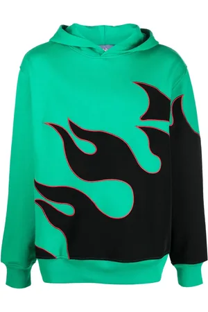 JUST DON Flame-print cotton hoodie