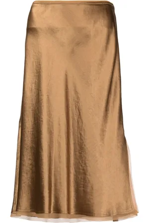 Vince High-waist satin midi skirt
