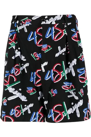 4SDESIGNS Logo-print velvet-effect shorts