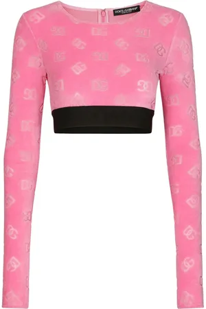 Dolce & Gabbana DG-logo flocked crop top
