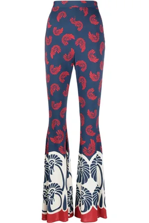 La DoubleJ Graphic-print super-flared trousers