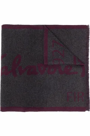 Salvatore Ferragamo Intarsia-knit logo cashmere scarf
