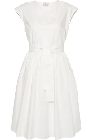 Woolrich Belted poplin midi dress