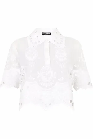 Dolce & Gabbana Embroidered gauze polo shirt