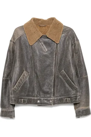 Manokhi Shearling-collar leather jacket