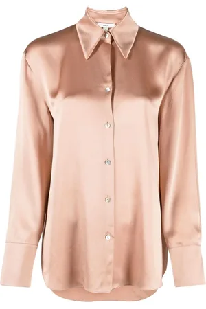 Vince Pointed-collar button-front silk shirt
