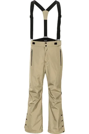 YVES SALOMON Logo-print strap straight-leg trousers